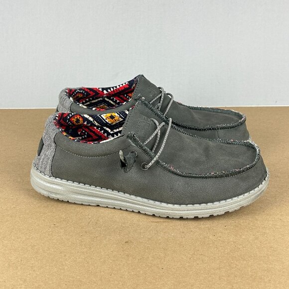 Hey Dude Wally Recycled Leather Quarry Casual Shoes Womens 9 Mens 7 Gray Slip On - Picture 3 of 10